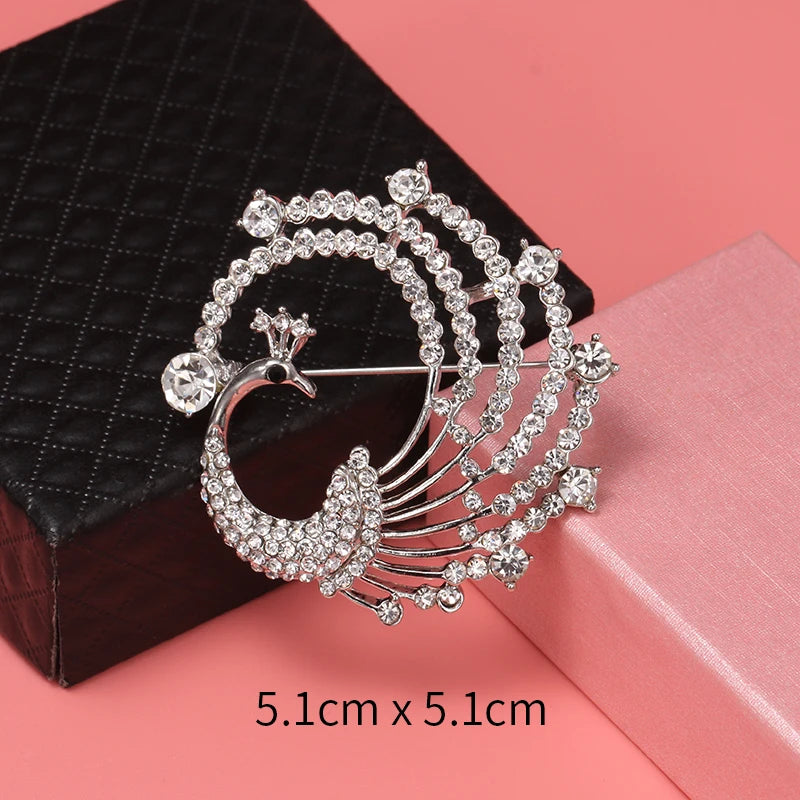 Baiduqiandu Color Crystal Rhinestones Peacock Brooch Pins for Women San Remo Shops