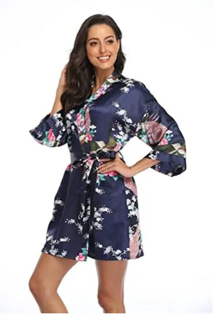 Fashion Satin Robe Female Bathrobe Sexy peignoir femme Silk Kimono Bride Dressing gown sleepwear Night Grow For Women