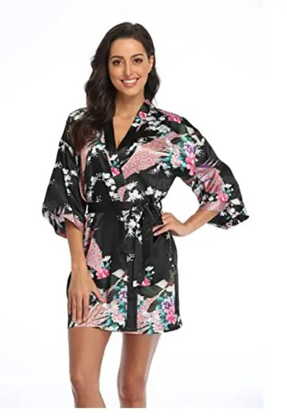 Fashion Satin Robe Female Bathrobe Sexy peignoir femme Silk Kimono Bride Dressing gown sleepwear Night Grow For Women