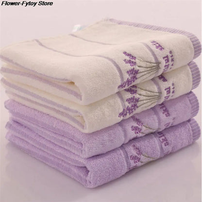 33*74cm Embroidery Towels Beautiful Skin Lavender Flowers Cotton Fabric Fragrant Smell Washcloths Towels San Remo Shops