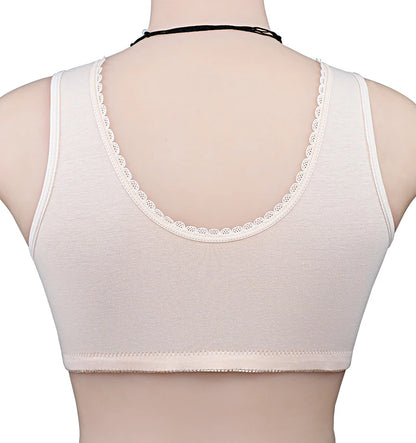 Cotton Bra Wireless Lace Front Closure