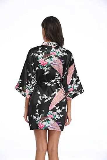 Fashion Satin Robe Female Bathrobe Sexy peignoir femme Silk Kimono Bride Dressing gown sleepwear Night Grow For Women