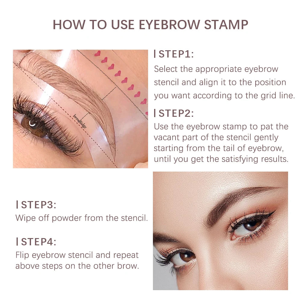 New Brow Stamp Kit Reusable Head Eyebrow Powder Stencil Kit Makeup Shadow Stick One Step Eyebrow Shaping Long Lasting Stamp Kit San Remo Shops