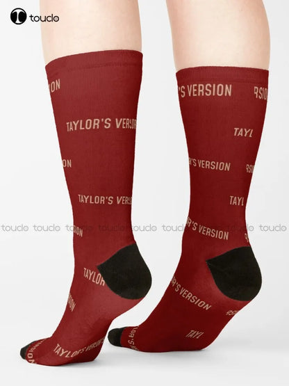 Calcetines Taylor's Version de algodón para mujer, regalo de Navidad, unisex, para adultos, adolescentes y jóvenes, con impresión digital personalizada de 360° para mujer y hombre.
