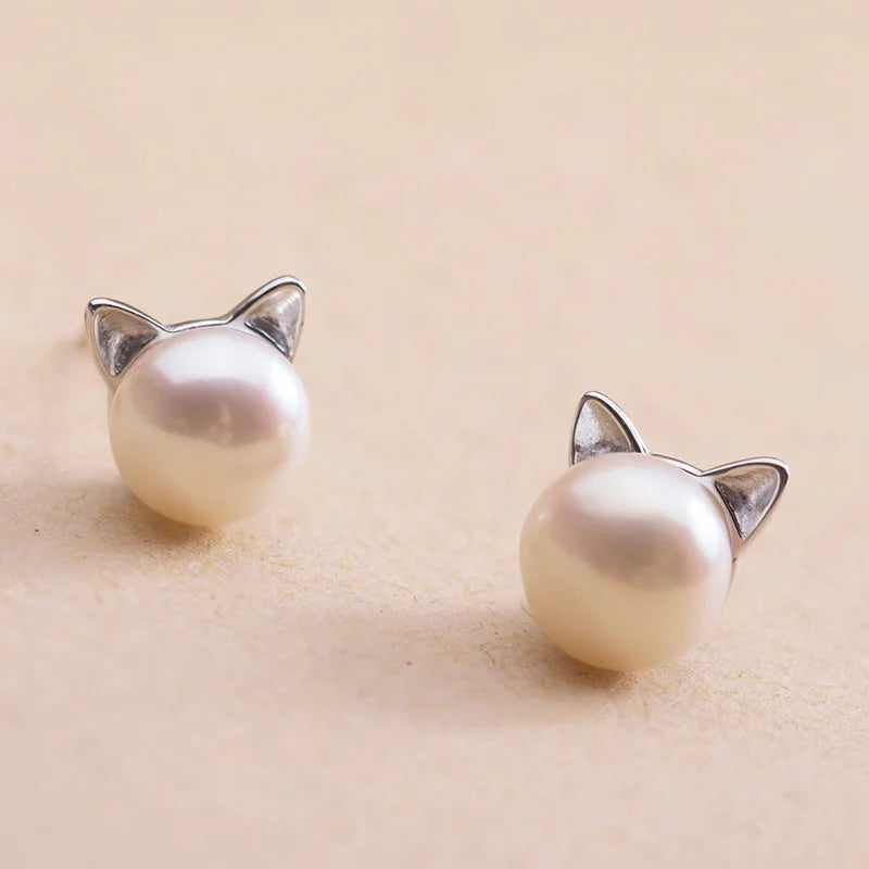 Fashion Hypoallergenic Pearl Cute Cat Stud Earring For Women Girls Wedding Party Jewelry Brincos Pendientes EH593 San Remo