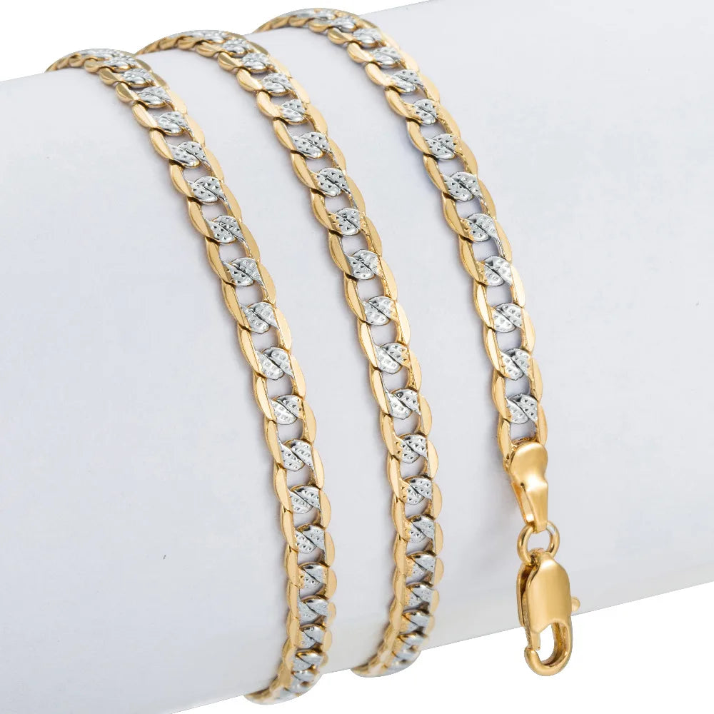 Trendsmax Gold Color Chain Necklace For Men Women Cuban Link Chain Male Necklace Fashion Men's Jewelry Wholesale Gifts 4mm GN64 Desers