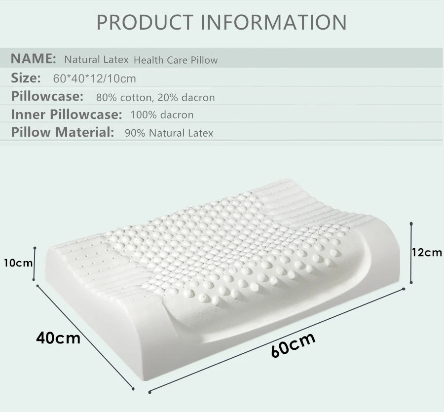 PurenLatex 60x40 Thailand Pure Natural Latex Pillow Remedial Neck Protect Vertebrae Health Care Orthopedic Pillow Slow Rebound San Remo