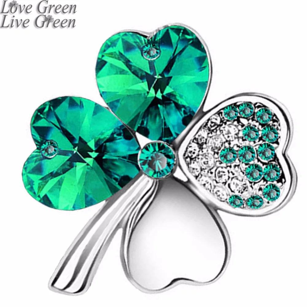 women`s day gift new factory Wholesales Austrian Crystal four leaf clover Brooch women accessories fashion jewelry 9554 San Remo