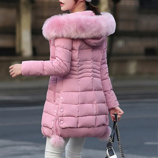 Faux Fur Parkas Women Down Cotton Jacket Women Thick Snow Wear Winter Coat Lady Clothing Female Jackets Parkas San Remo