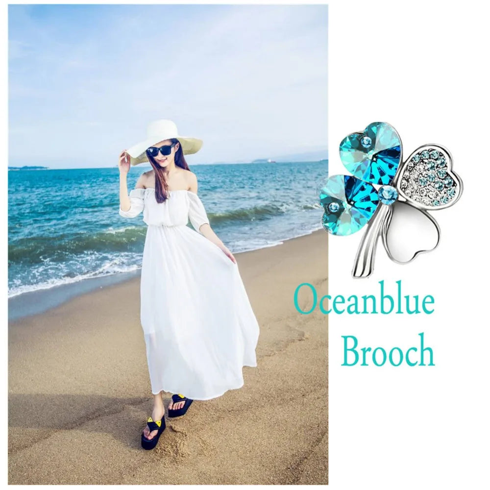 women`s day gift new factory Wholesales Austrian Crystal four leaf clover Brooch women accessories fashion jewelry 9554 San Remo