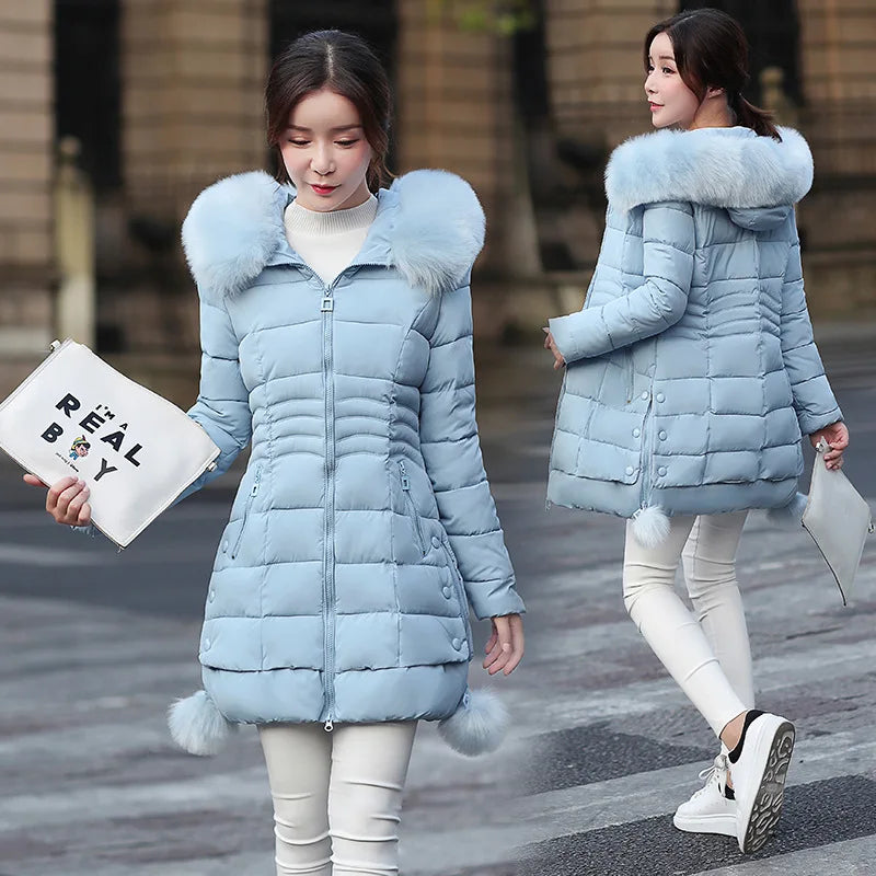 Faux Fur Parkas Women Down Cotton Jacket Women Thick Snow Wear Winter Coat Lady Clothing Female Jackets Parkas San Remo