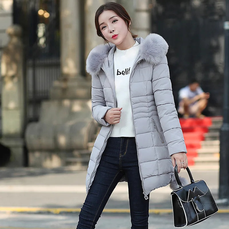 Faux Fur Parkas Women Down Cotton Jacket Women Thick Snow Wear Winter Coat Lady Clothing Female Jackets Parkas San Remo