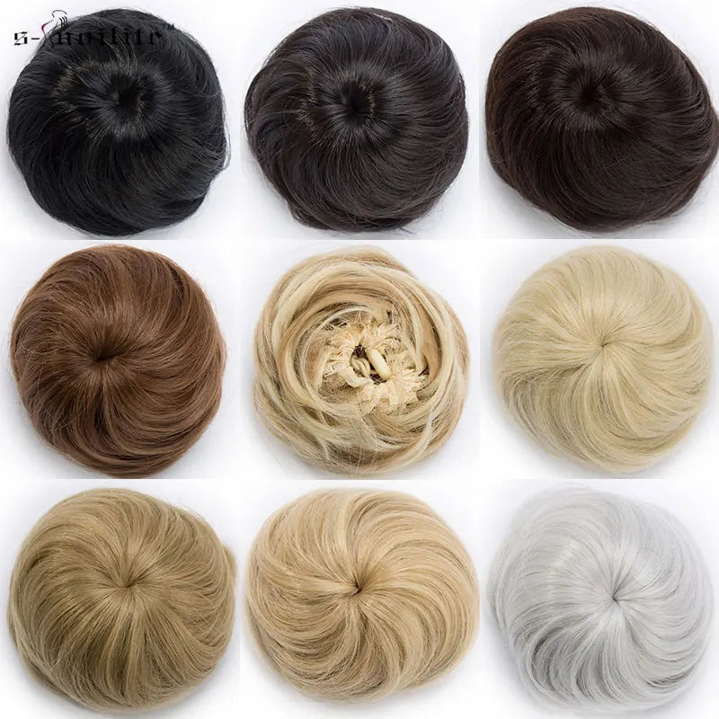 Synthetic Adjustable Hair Scrunchie Straight Chignons Hair Natural Fake Hair Bun Straight Drawstring Hair Ponytails Extensions San Remo