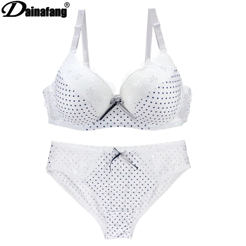 DaiNaFang  38/85 40/90 42/95 CDE Cup Bras Set Push Up Lace Lady Lingerie Hollow Outfit G-string Embroidery Underwear Sets Desers