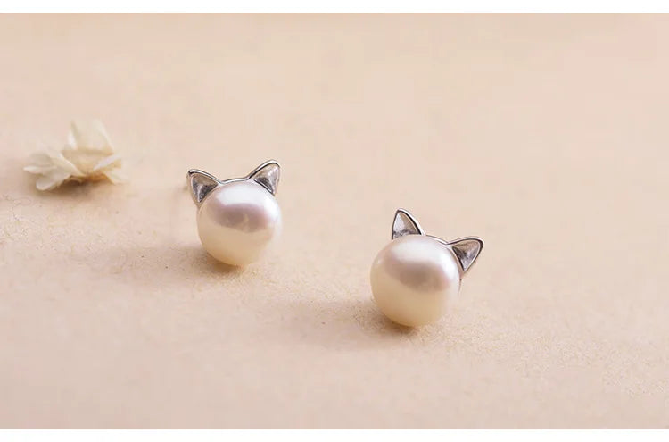 Fashion Hypoallergenic Pearl Cute Cat Stud Earring For Women Girls Wedding Party Jewelry Brincos Pendientes EH593 San Remo