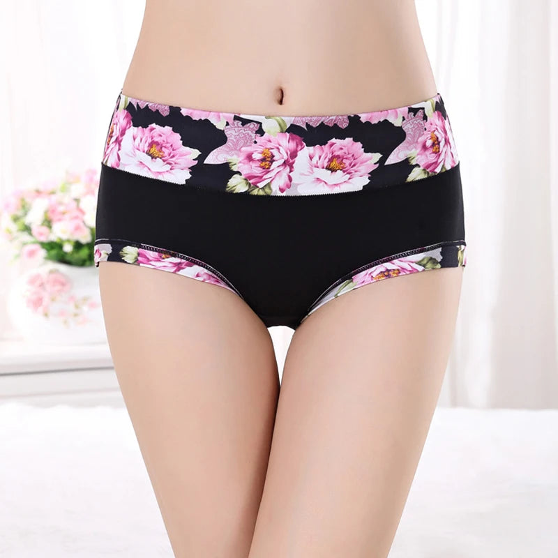 5pcs/Lot Hot Selling Top Quality Ladies Cotton Underwear Briefs Black Sexy Print Love Sexy Lingerie Calcinhas Briefs Panties Desers