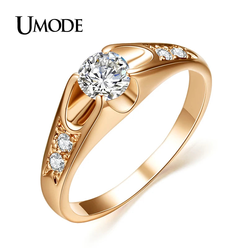 UMODE  Rose Gold Color Mounting anel feminino aneis bijoux 0.5 ct Zirconia  Engagement Jewelry Rings JR0064A Desers