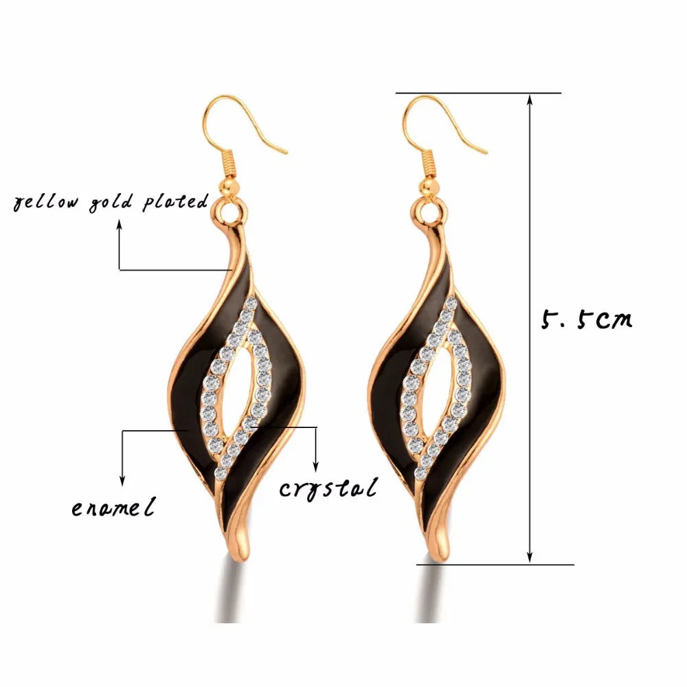 SINLEERY Charm White Black Enamel Earrings For Women Gold Color Leaf Drop Earrings Female Fashion Jewelry ES524 Desers