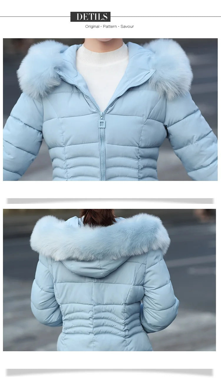 Faux Fur Parkas Women Down Cotton Jacket Women Thick Snow Wear Winter Coat Lady Clothing Female Jackets Parkas San Remo