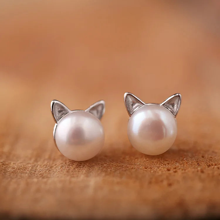 Fashion Hypoallergenic Pearl Cute Cat Stud Earring For Women Girls Wedding Party Jewelry Brincos Pendientes EH593 San Remo