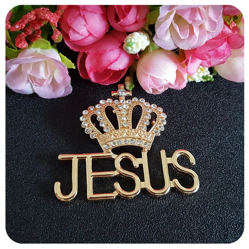 Gold Color Jesus Brooch Pin with a Crown On Top Party Office Brooch Pins Gifts San Remo Shops