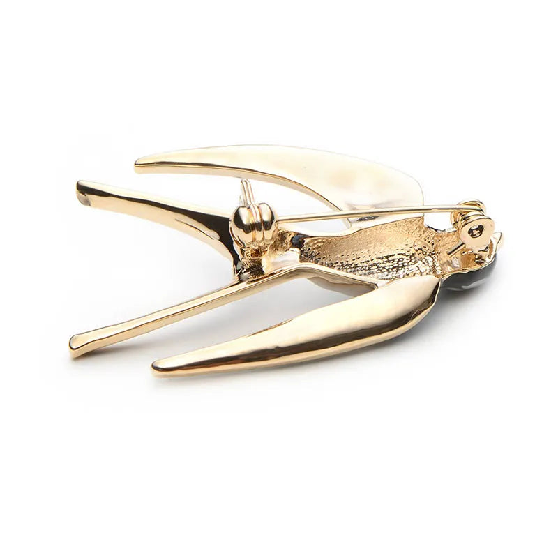 Wuli&Baby Classic Alloy Enamel Swallow Brooch Pins Metal Scarf Pins Christmas Gift Banquet Weddings Accessories San Remo Shops