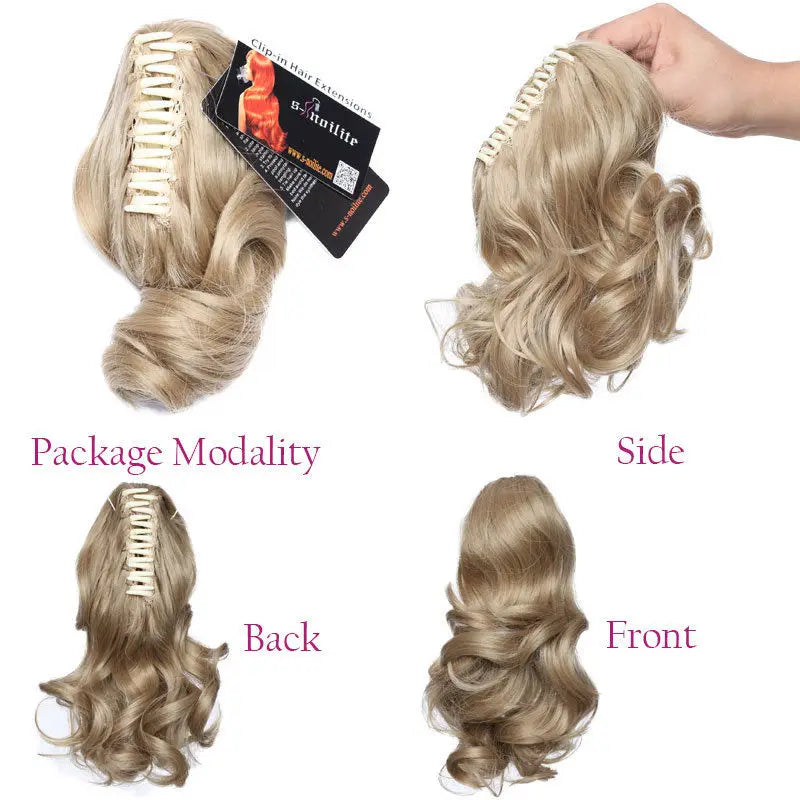 HAIRRO 12" Short Wavy Ponytail Hair Extensions Claw Clip On Ponytail Hair Extension Synthetic Ponytail Extension Hair For Women San Remo