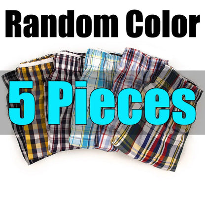 5Pieces/lot High Quality Plaid Men Shorts Mens Summer beach shorts Cotton Short Boxers for male Homme Boxer Loose Panties S-XXXL