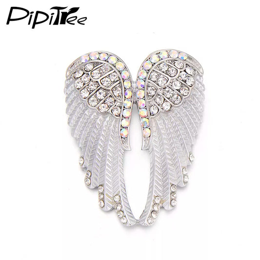 Pipitree Fashion Vintage Angel Wings Brooch Pins Women Men's Jewelry Christmas Gift Antique Gold Color Rhinestone Brooches San Remo Shops