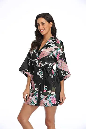 Fashion Satin Robe Female Bathrobe Sexy peignoir femme Silk Kimono Bride Dressing gown sleepwear Night Grow For Women