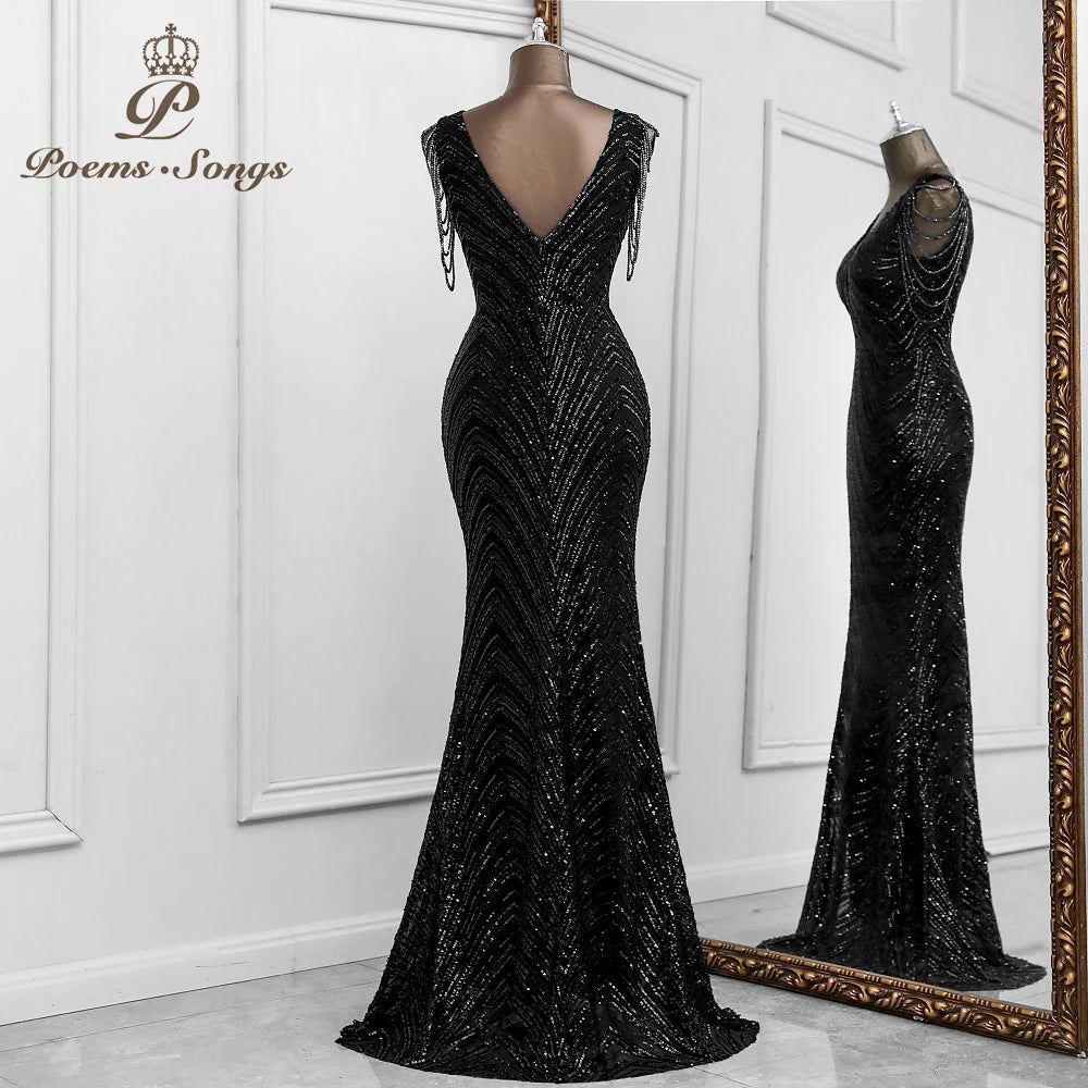 Sexy mermaid black evening dresses vestidos elegantes para mujer de noche largo soiree de mariage robe femme vestidos prom dress San Remo Shops