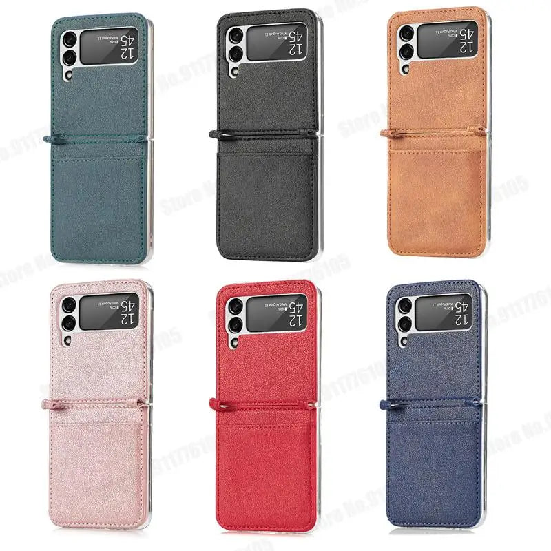 Leather Card Slot Phone Case for Samsung Z Flip 3 Hard PC Protective Cover For Galaxy Z Flip3 4 SM-F711B Ultra Slim Phone Case San Remo