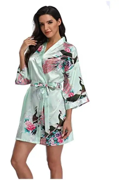 Fashion Satin Robe Female Bathrobe Sexy peignoir femme Silk Kimono Bride Dressing gown sleepwear Night Grow For Women
