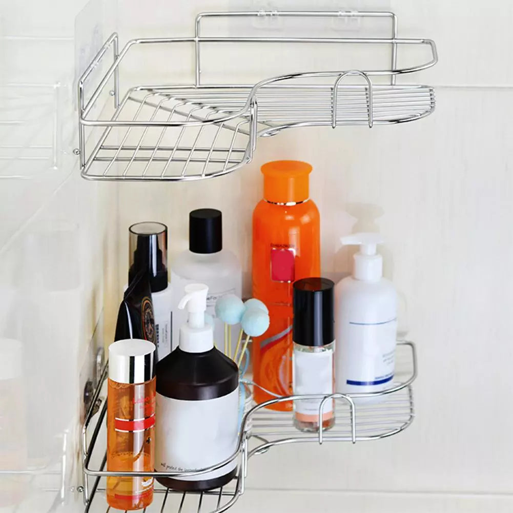 Solid Stainless Steel Storage Rack Punch-free Singer Layer Triangle Wall Mounted Shelf Holder for Bathroom Kitchen Bedroom San Remo Shops