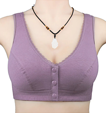 Cotton Bra Wireless Lace Front Closure