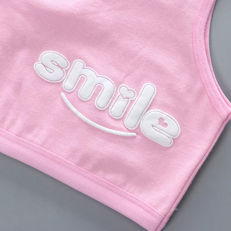 Teen bra girl vest Cotton Spandex Big Girl's Sport 7-14 Years Adolescente Kids Underwear Letter Racerback Training 1 piece eprolo