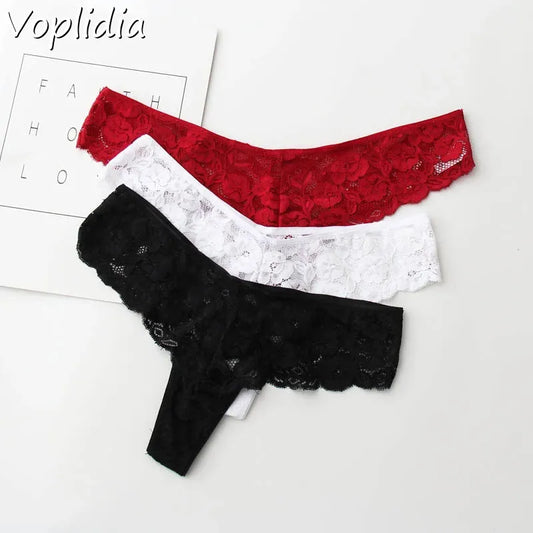 Voplidia Lace Thongs T-back Underwear Women Sexy Panties Female Seamless Lace Lingerie Women G String Thong Plus Size 112 Desers