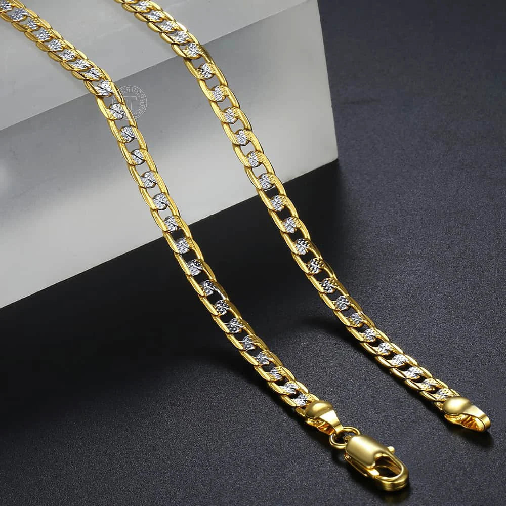 Trendsmax Gold Color Chain Necklace For Men Women Cuban Link Chain Male Necklace Fashion Men's Jewelry Wholesale Gifts 4mm GN64 Desers