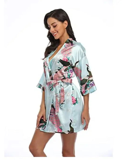 Fashion Satin Robe Female Bathrobe Sexy peignoir femme Silk Kimono Bride Dressing gown sleepwear Night Grow For Women