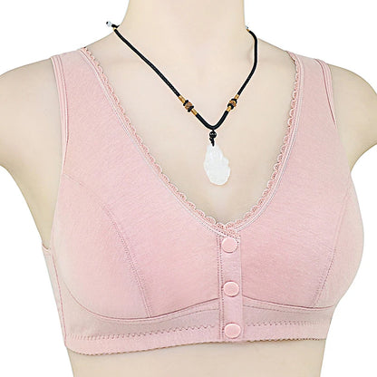Cotton Bra Wireless Lace Front Closure