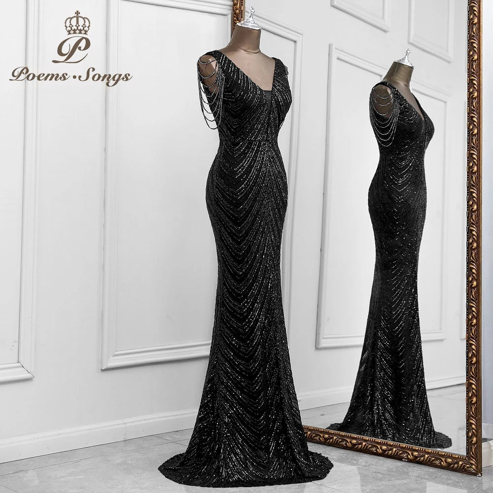 Sexy mermaid black evening dresses vestidos elegantes para mujer de noche largo soiree de mariage robe femme vestidos prom dress San Remo Shops