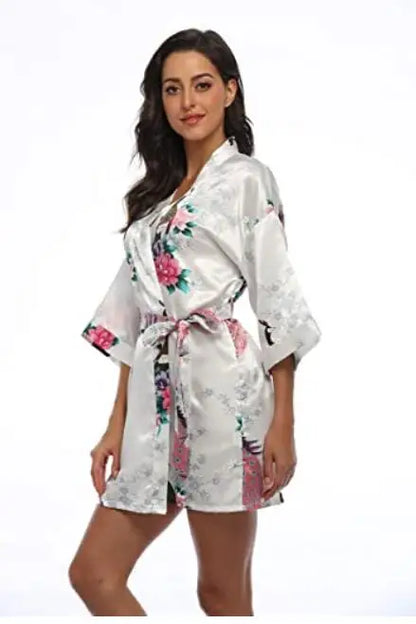 Fashion Satin Robe Female Bathrobe Sexy peignoir femme Silk Kimono Bride Dressing gown sleepwear Night Grow For Women