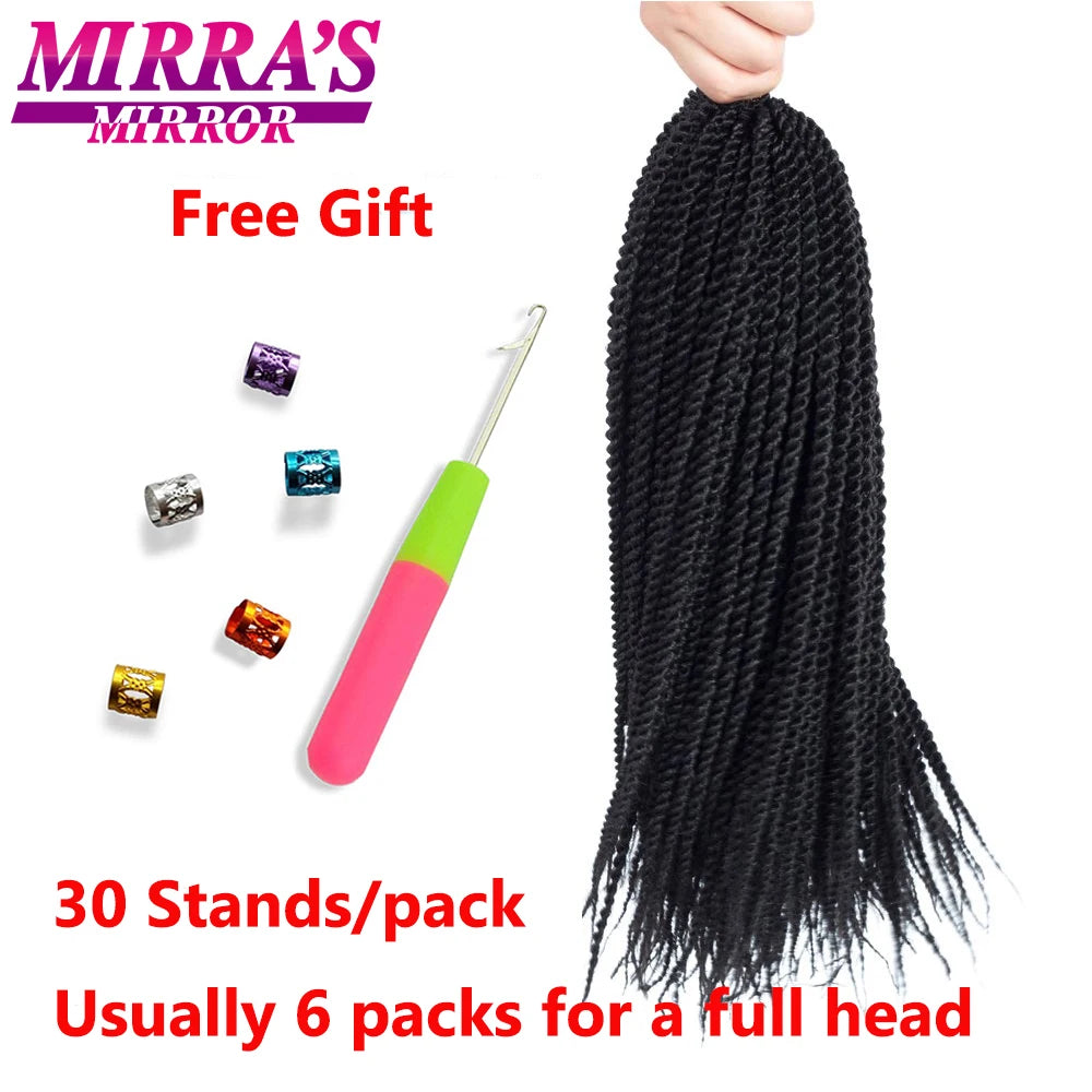 Mirra's Mirror Senegalese Twist Crochet Hair 6Packs 14" 18" Crochet Braids For Black Women 30 Strands/Pack Black Dark Brown San Remo