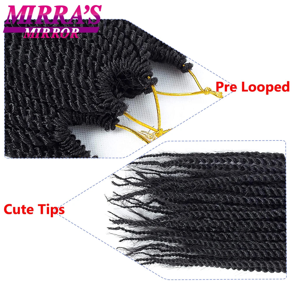 Mirra's Mirror Senegalese Twist Crochet Hair 6Packs 14" 18" Crochet Braids For Black Women 30 Strands/Pack Black Dark Brown San Remo