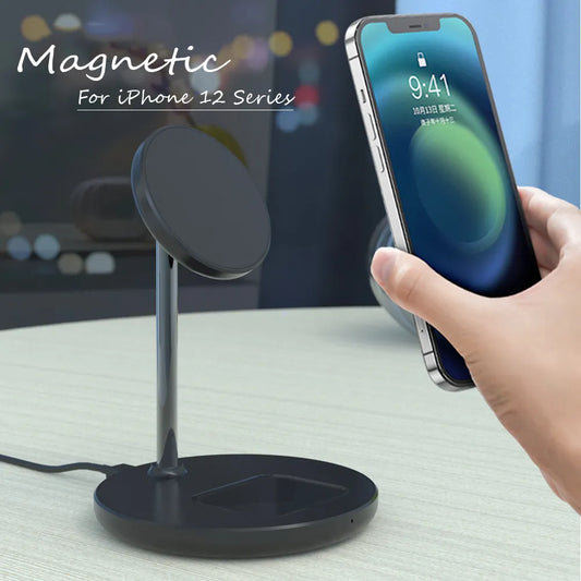 2 in 1 Magnetic Wireless Charger Stand For iPhone 13 12 Pro Max Mini Airpods Fast Charging Station Dock Mobile Phone Chargers San Remo