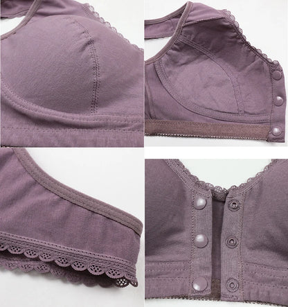 Cotton Bra Wireless Lace Front Closure