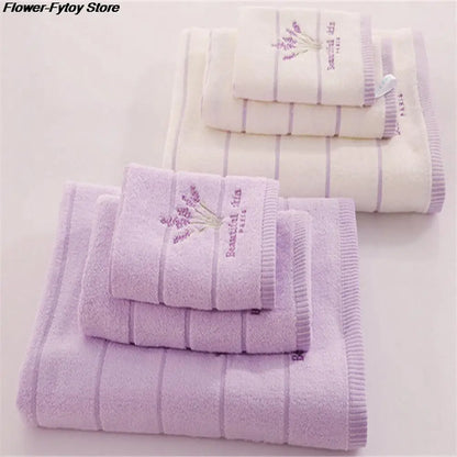 33*74cm Embroidery Towels Beautiful Skin Lavender Flowers Cotton Fabric Fragrant Smell Washcloths Towels San Remo Shops