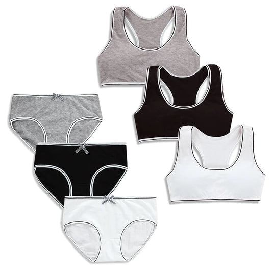 Student Girl Bra Underwear Set Without Steel Ring Cotton Puberty Vest Sports Underwear Teenage Girls Top eprolo