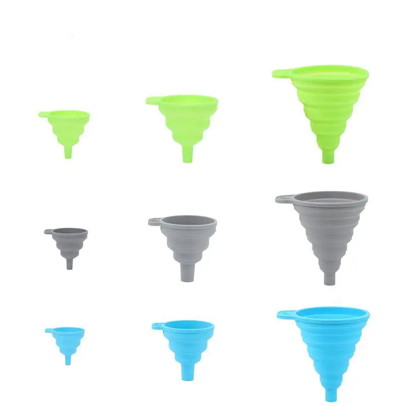 3 pc Silicone Collapsible Foldable Funnel  Household Kitchen Cooking Tools Portable Wine Mini Portable Oil Pot Funnel San Remo Shops