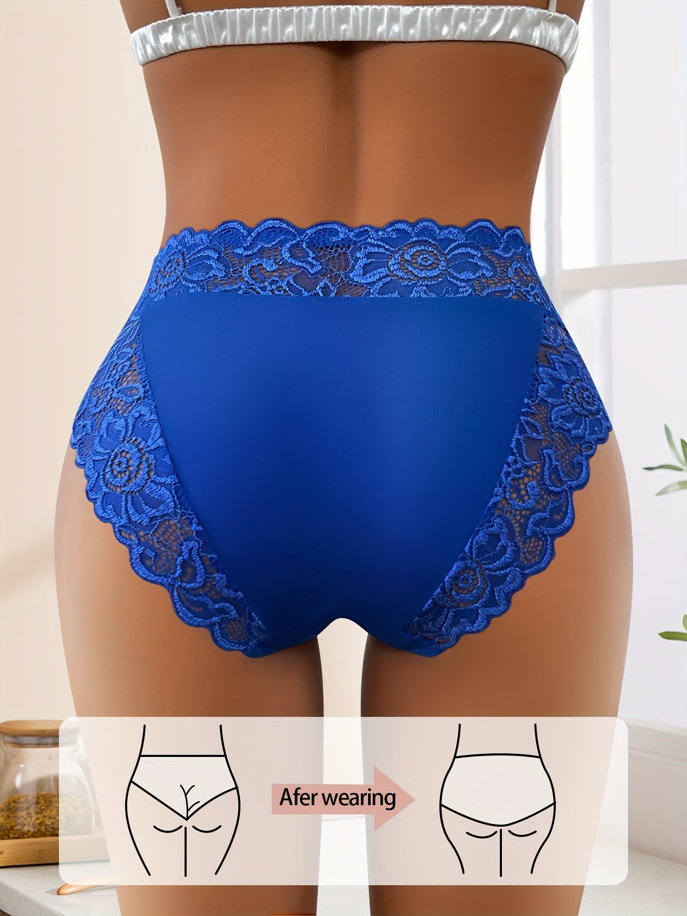 5pcs Women'SLace Spliced Triangle Panties